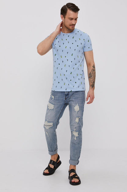 Men's cactus cotton t-shirt in blue