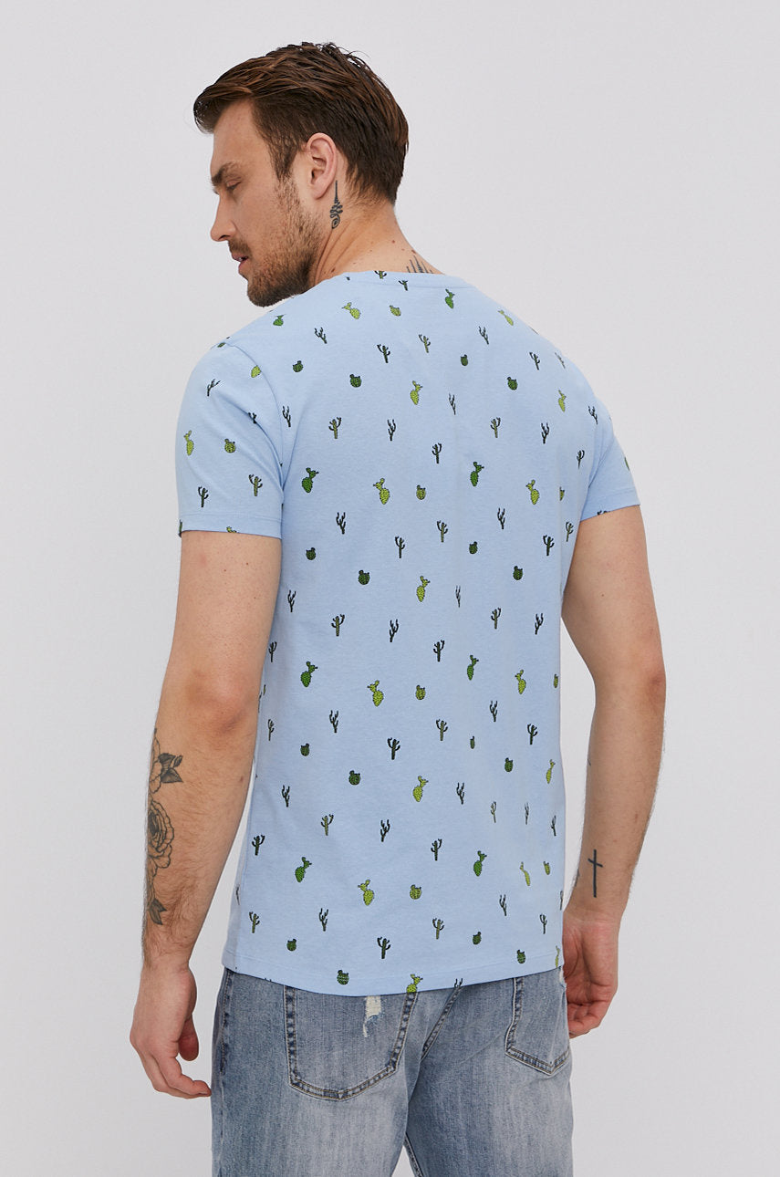 Men's cactus cotton t-shirt in blue