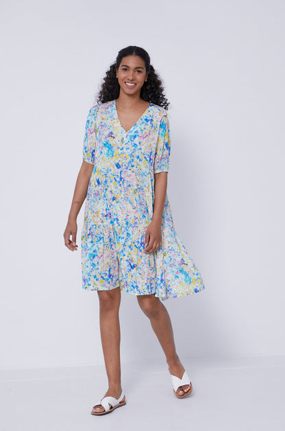 Patterned summer women's A-shaped viscose dress