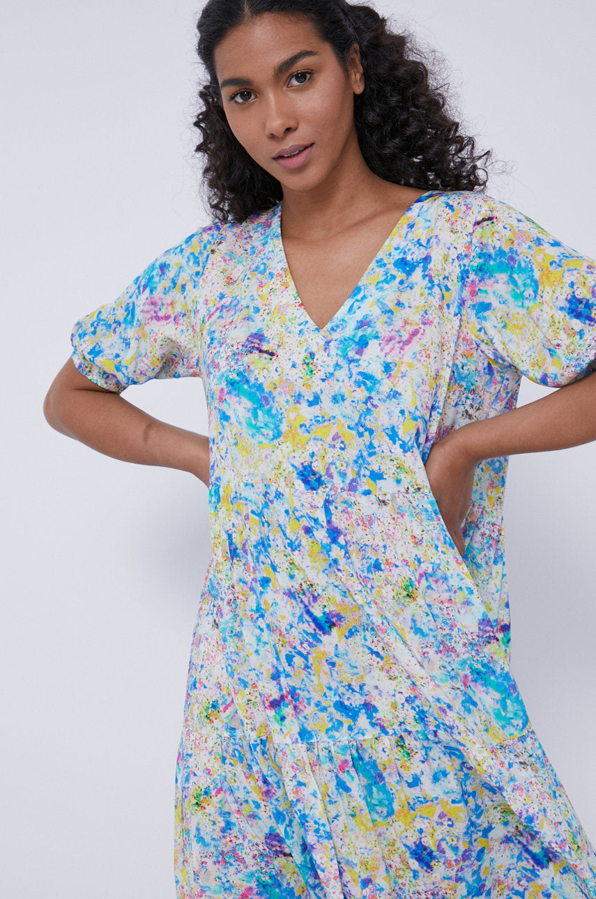 Patterned summer women's A-shaped viscose dress