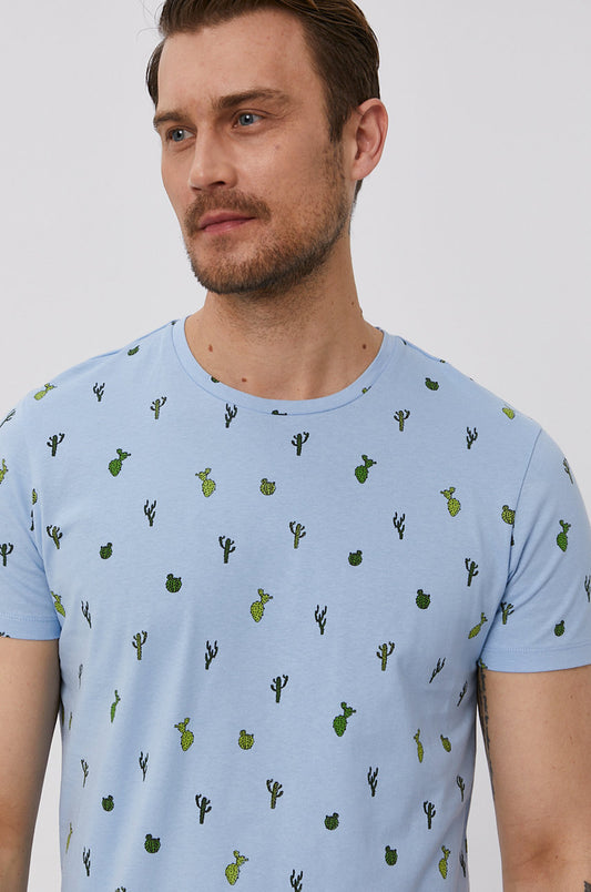 Men's cactus cotton t-shirt in blue