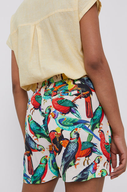 Women's viscose shorts with parrots