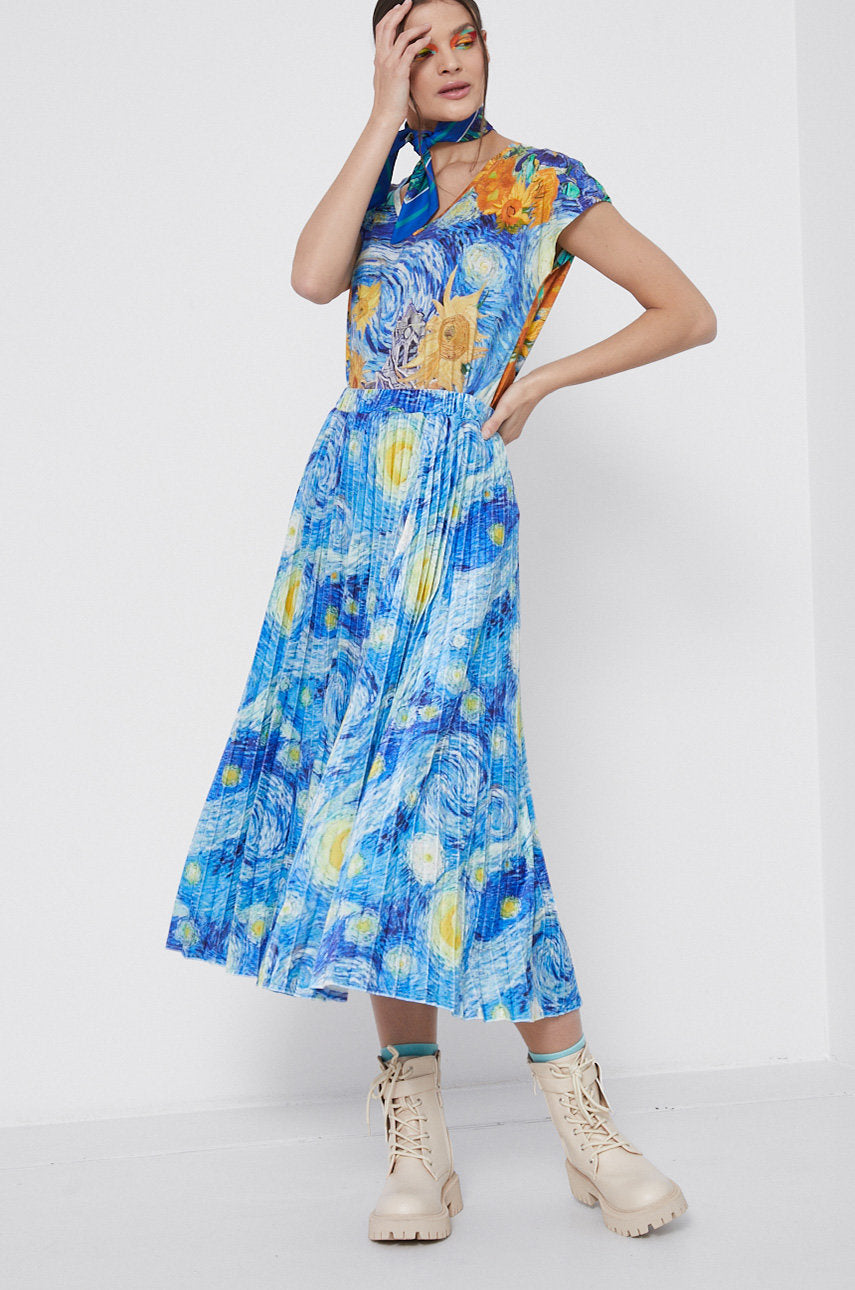 Van Gogh collection Starry night pleated skirt