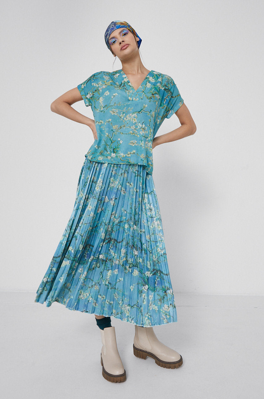 Van Gogh collection Almond blossom pleated skirt