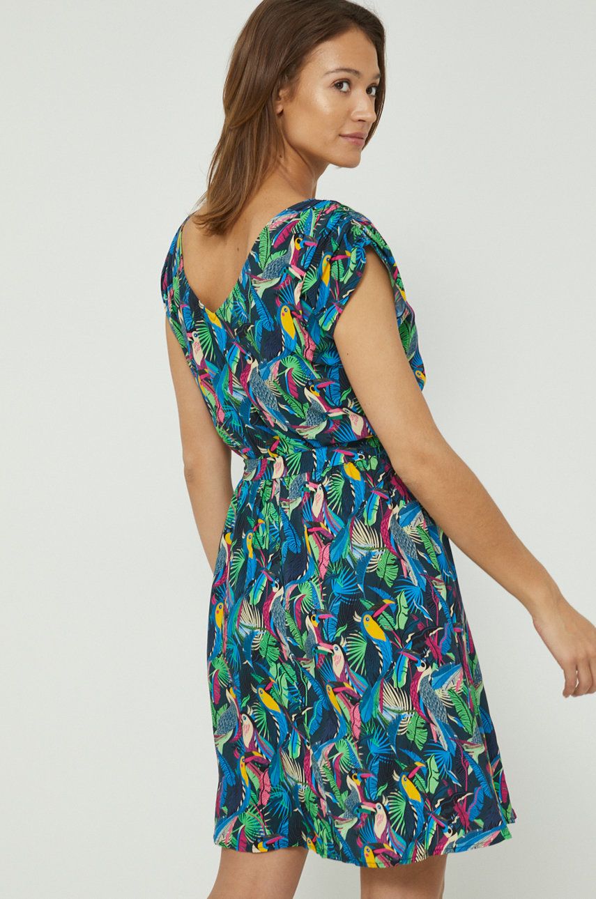 Women's flared, patterned viscose dress