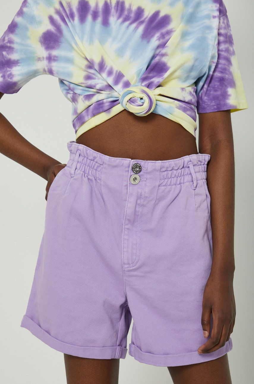 Women's high waist lavender denim shorts