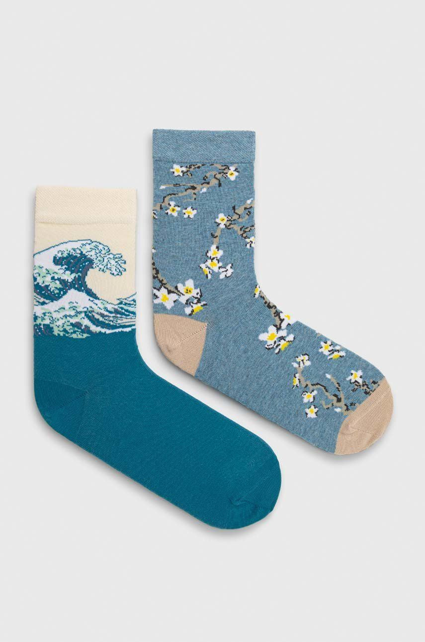 Women's cotton socks (2-pack) The Almond Blossom & The Great Wave