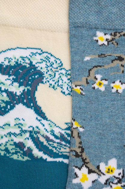 Women's cotton socks (2-pack) The Almond Blossom & The Great Wave