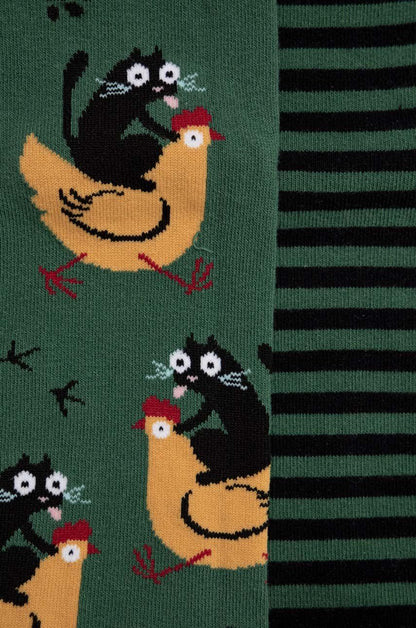 Men's socks cat riding a chicken