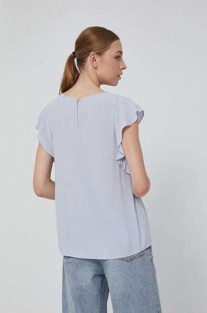 Blue women's frill blouse